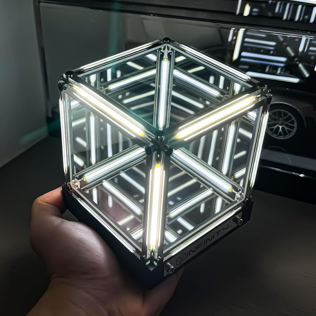 Infinity Hyper Cube LED Light One Touch Control Switch Endless Abyss Lighting Effect Wireless Long Lasting Battery Minimalist Night Light